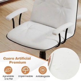 Cadeira de escritório moderna com altura ajustável, apoio braços e função de balanço Branco