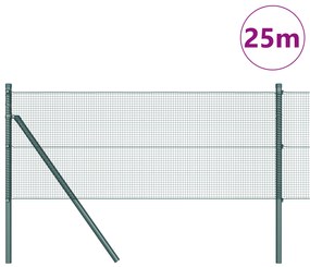 Cerca de Arame Soldado com 13 Postes Verde 0.5x25 m Aço
