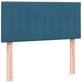 Cama com molas/colchão 80x220 cm veludo azul-escuro