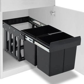 51179 vidaXL Balde do lixo de encastre no armário cozinha fecho suave 36 L