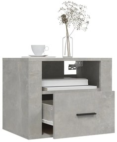 Mesas de cabeceira de parede 2 pcs 50x36x40 cm cinzento cimento