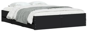 Estrutura de cama c/ gavetas 140x200 cm derivados madeira preto