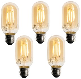 Conjunto de 5 Lâmpadas LED E27 Reguláveis Douradas T45 4W 300 lm 2200K