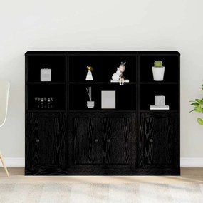 Armário Alto Carvalho Preto 132x35,5x103,5 cm Madeira de engenharia