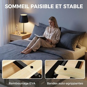 Estrutura de Cama de Casal, 190 x 140 x 25 cm, (COLCHÃO NÃO INCLUIDO) com Bolsa de Arrumação, Preta