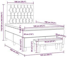 Cama boxspring com colchão 120x190 cm tecido castanho-escuro