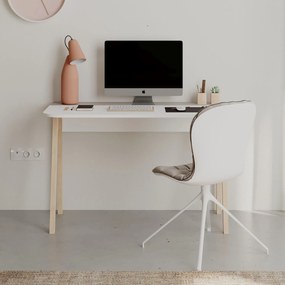 Secretária Luton – 120x60x75 cm – Branco e Moka Claro – Design Escandi