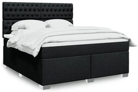 vidaXL Cama com molas/colchão 180x200 cm tecido preto