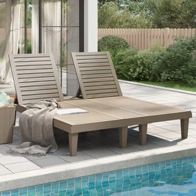 vidaXL Espreguiçadeira dupla 155x138x83cm polipropileno castanho-claro