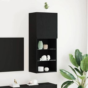 Armário de TV vidaXL com Luzes LED Carvalho Preto 40,5x30x102 cm
