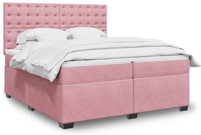 Cama com molas/colchão 200x200 cm veludo rosa