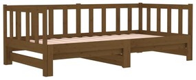 Estrutura sofá-cama de puxar 2x(90x190)cm pinho maciço castanho