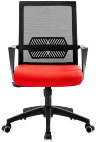 Cadeira de escritório RISLEY, preto, rede preta e tecido vermelho