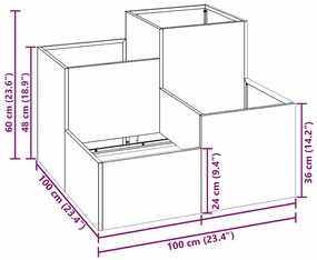 Plantador de Jardim vidaXL 100x100x60 cm Aço Galvanizado