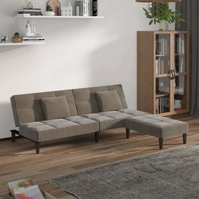 3080624 vidaXL Sofá-cama 2 lug. c/ 2 almofadas/apoio de pés veludo cinza-claro