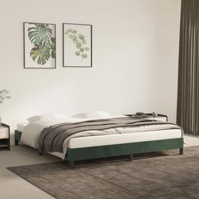Estrutura de cama 180x200 cm veludo verde-escuro