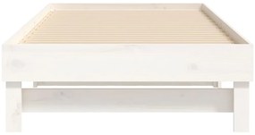 Sofá-cama de puxar 2x(75x190) cm madeira de pinho maciça branco