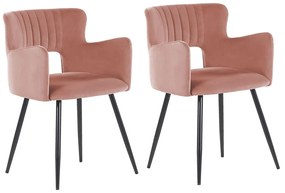 Conjunto de 2 cadeiras de jantar em veludo rosa SANILAC Beliani