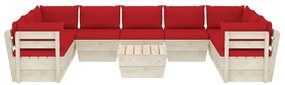 10 pcs conjunto lounge de paletes + almofadões madeira de abeto