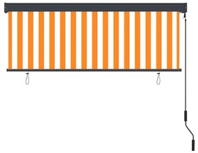 Estore de rolo para exterior 160x250 cm branco e laranja
