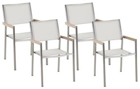 Conjunto de 4 cadeiras de jardim em metal e tela branca GROSSETO Beliani