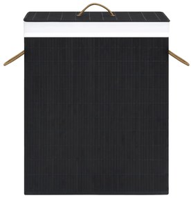 Cesto para roupa suja c/ secção única 83 L bambu preto