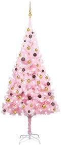 vidaXL Árvore Natal artificial pré-iluminada c/ bolas PVC rosa