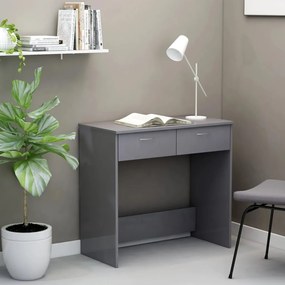 vidaXL Secretária 80x40x75 cm contraplacado cinza brilhante