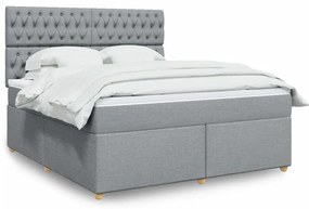 vidaXL Cama com molas/colchão 180x200 cm tecido cinzento-claro