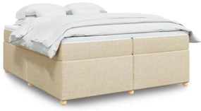 vidaXL Cama com molas/colchão 200x200 cm tecido cor creme