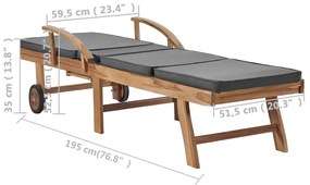 Espreguiçadeiras + almofadões 2 pcs teca maciça cinzento-escuro