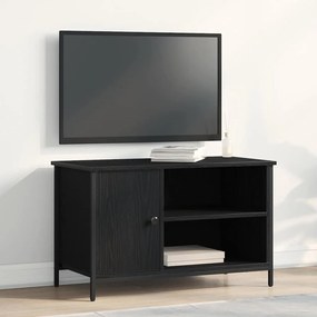 Armário para TV vidaXL Preto Carvalho 80x40x50 cm Madeira de Engenharia e Aço