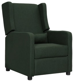 vidaXL Poltrona reclinável tecido verde-escuro