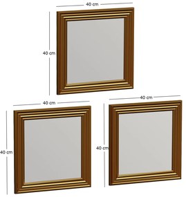 Conjunto de Espelhos Otto – Dourado – 40 x 40 x 3 cm (3 Peças)