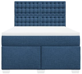 Cama com molas/colchão 140x200 cm tecido azul