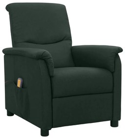 vidaXL Poltrona de massagens tecido verde-escuro