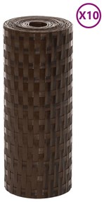 Telas de varanda 10 pcs 255x19 cm vime PE castanho e preto