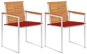 vidaXL Cadeiras de jardim com almofadões 2 pcs acácia maciça e aço