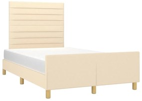 Estrutura de cama sem colchão 120x190 cm tecido creme