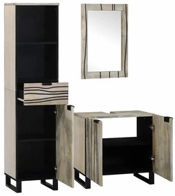 Conjunto de Móveis para Banheiro 3 pcs Branco 38 x 33 x 160 cm