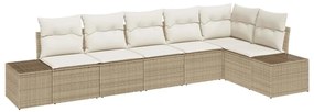 Conjunto de Sofá de Jardim com 6 Peças e Almofadas Beges em Rattan Sin