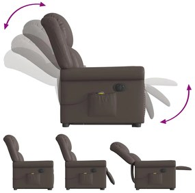 Poltrona reclinável massagens elevatória elétrica couro artif.