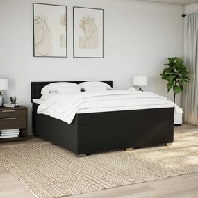 Cama com molas/colchão 180x200 cm tecido preto