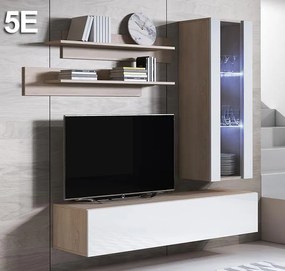 Conjunto de Móveis de Sala Samora – 1,6 m – Modular em Sonoma e Branco