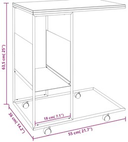 Mesa de apoio c/ rodas 55x36x63,5cm derivados de madeira branco