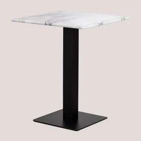 Square Livanto Marble Bar Table Mármore Branco & ↔︎ 60 Cm & Preto - Sklum