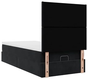 Estrutura de cama otomana vidaXL com colchões preto 100x200cm Veludo