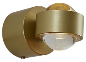 Candeeiro de parede de design latão incluindo LED IP44 - Lens