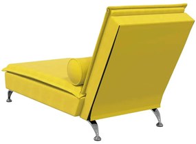 Chaise lounge de massagem com rolo veludo amarelo