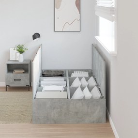 Cama Box com Arrumação Cinza Concreto 75x190 cm em Madeira Engenharia